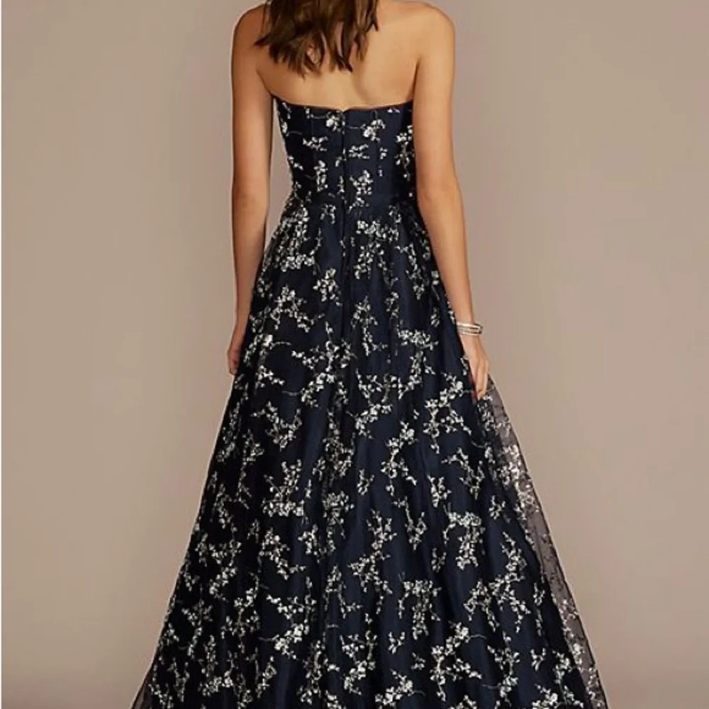 strapless glitter mesh ball gown with corset - Picture 2 of 6